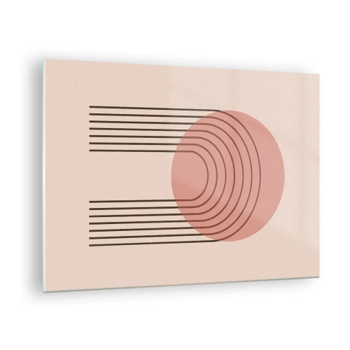 Tablou pe sticlă - Grafică geometrică minimalistă în nuanțe de bej - 70x50cm - Atracție irezistibilă - Decorațiune modernă pentru perete pentru living și dormitor ARTTOR