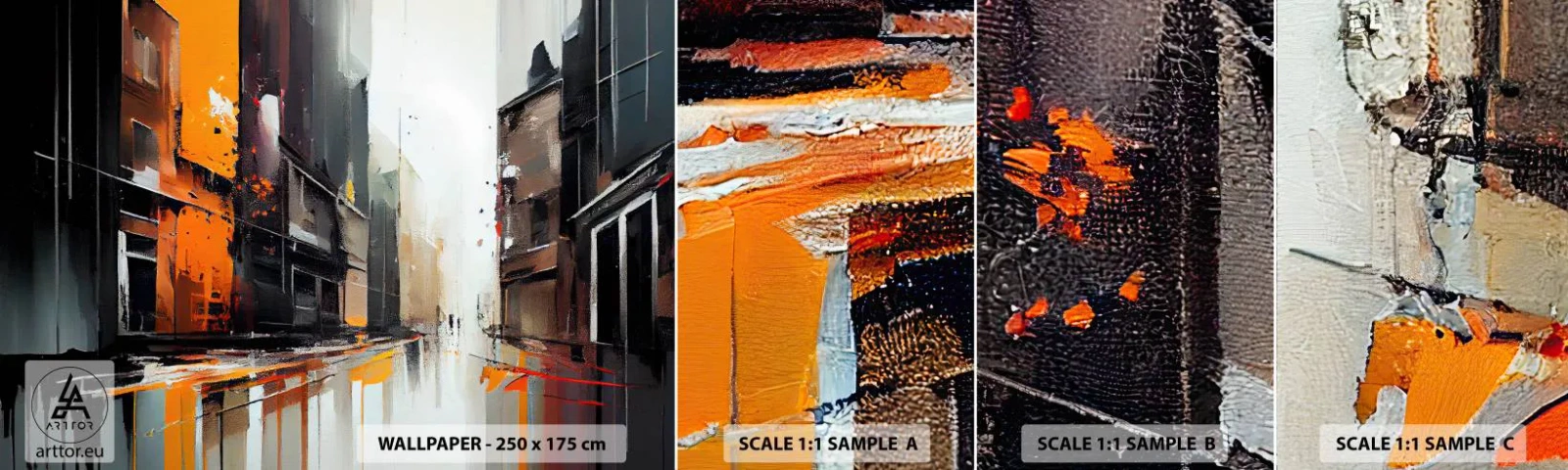 Mostră tapet autocolant Deluxe Sticker - O zi ploioasă - Arhitectură, Artă Modernă, Oraș - 100x30 cm