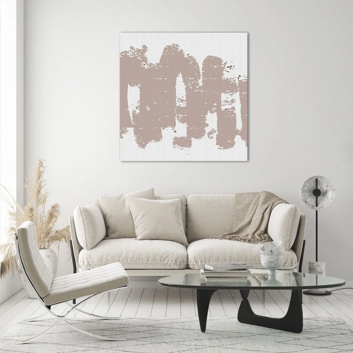 Tablou pe sticlă - Abstracție în roz moale - 40x40 cm