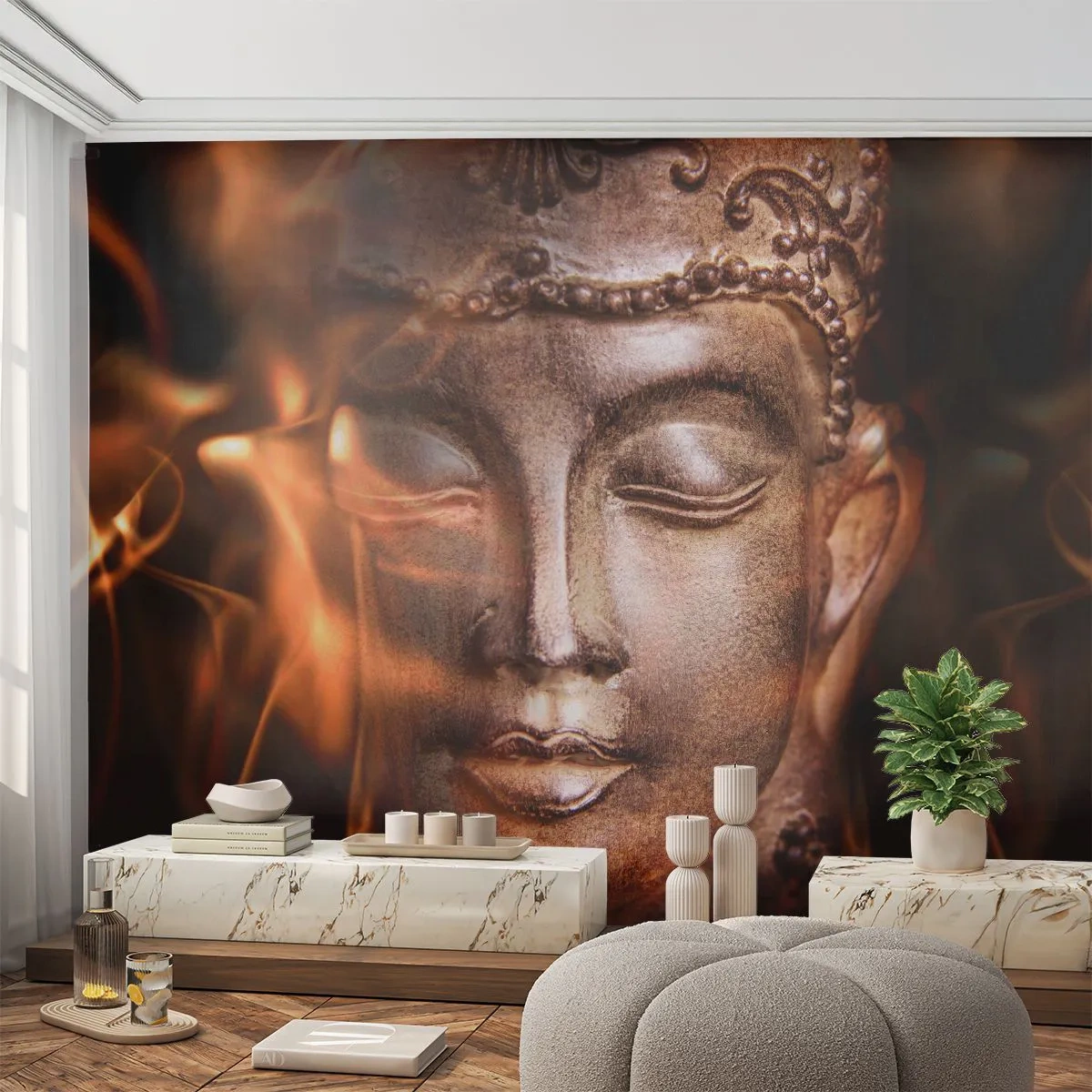 Tapet Premium Sand - Există doar aici și acum - Buddha, Religie, Asia - 450x315 cm