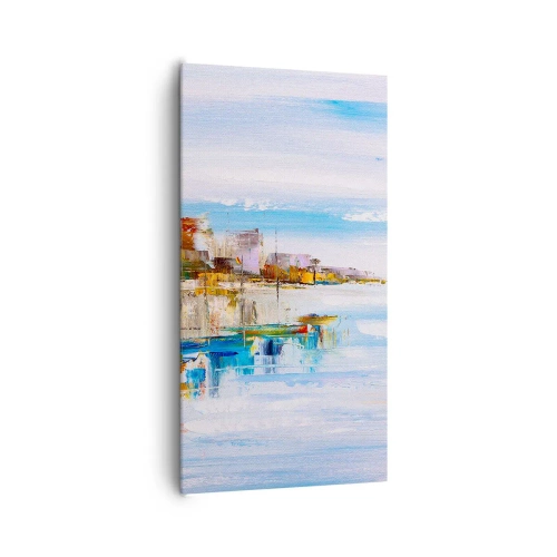 Tablou pe pânză - Port urban multicolor - 65x120 cm