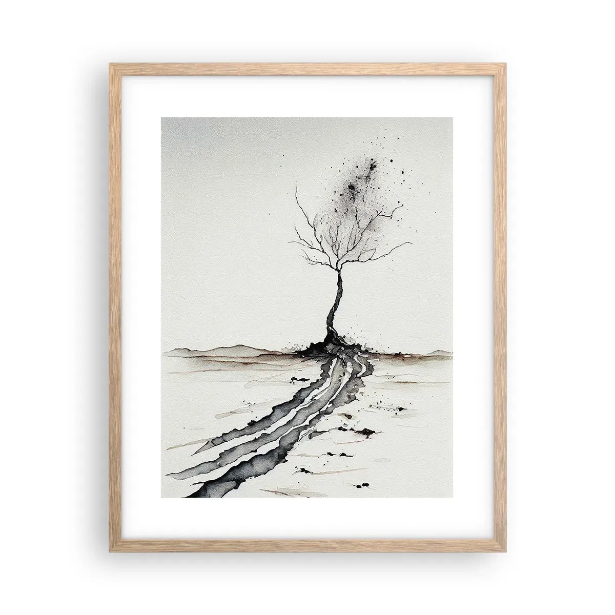 Poster în ramă de stejar deschis - Melancolie de iarnă - 40x50 cm