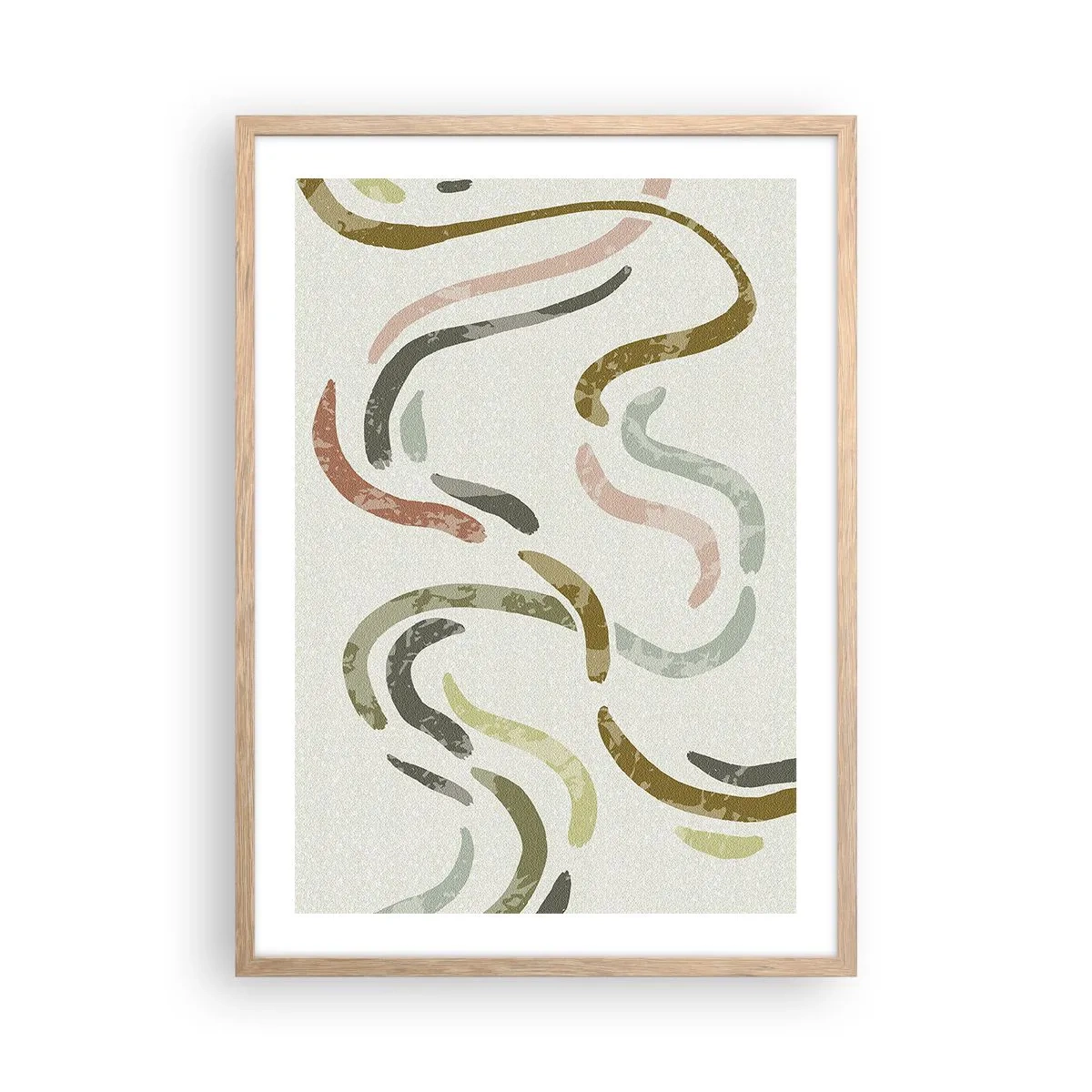 Poster în ramă de stejar deschis - Dansul vesel al abstracției - 50x70 cm