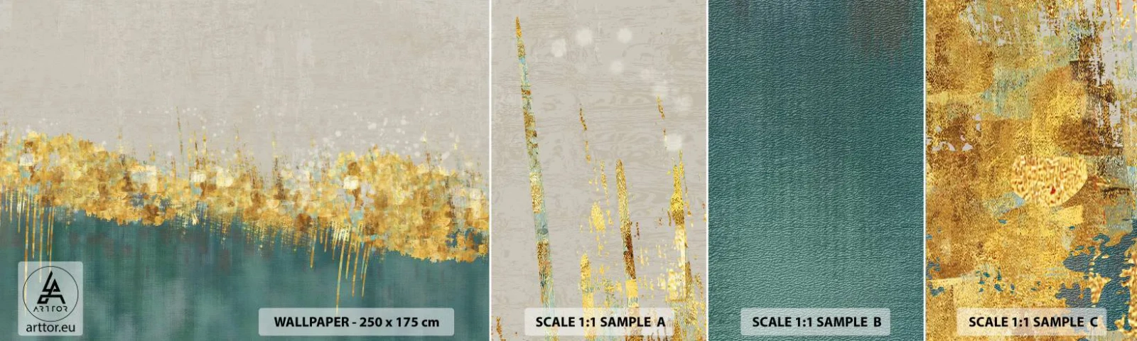 Mostră tapet autocolant Deluxe Sticker - Frontiera de aur - Art Deco, Bucată, Pastel - 100x30 cm