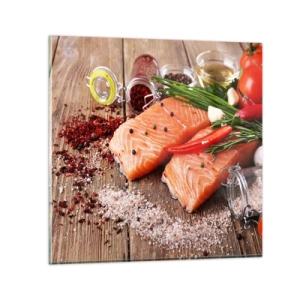 Tablou pe sticlă - O aventură norvegiană în bucătărie - 30x30 cm