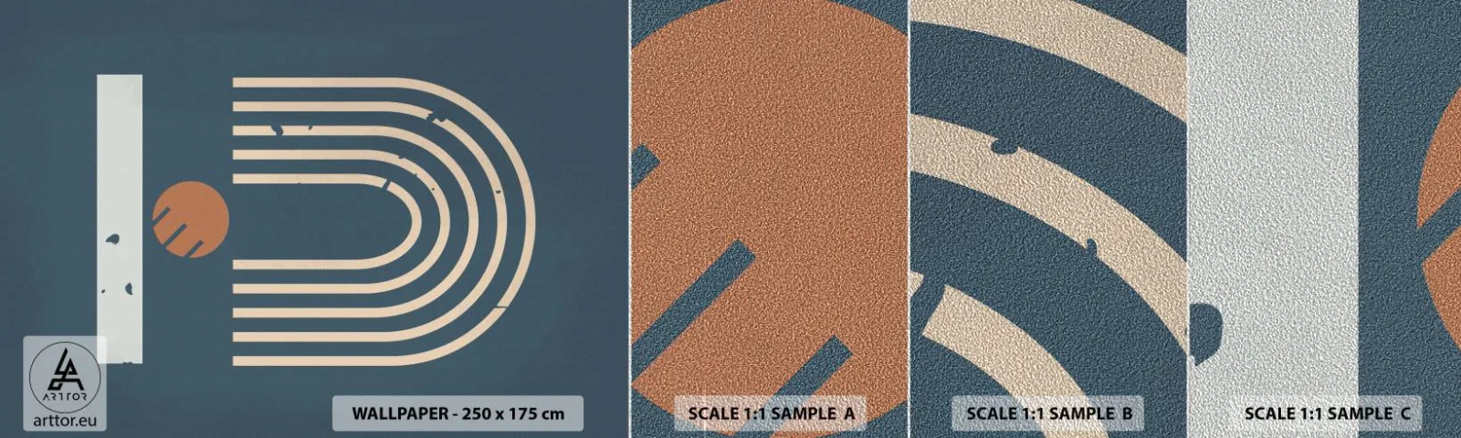 Mostră tapet Premium Sand - Geometrie în funcție de rodie - Abstracția, Bucată, Grafică - 100x30 cm