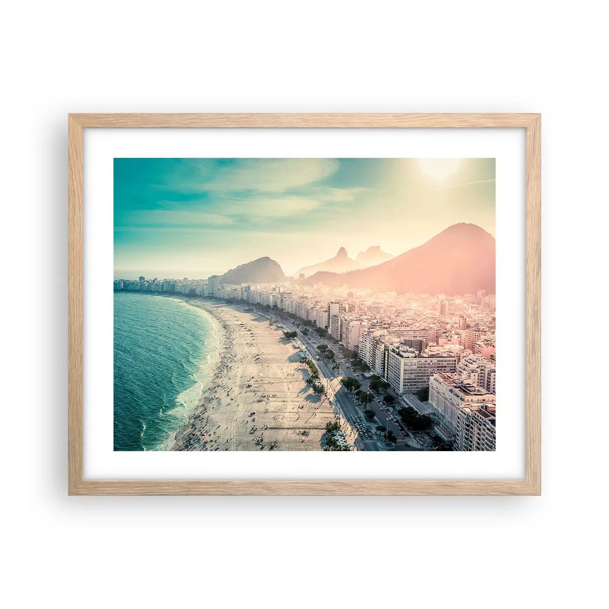 Poster în ramă de stejar deschis - Vacanță perpetuă în Rio - 50x40 cm