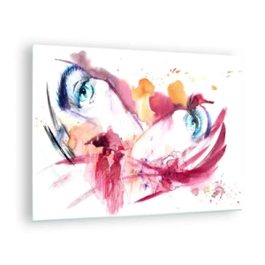 Tablou pe sticlă - Aspect abstract cu detalii și figuri colorate - 70x50cm - În apropiere, lumea înflorește - Decorațiune modernă pentru perete pentru living și dormitor ARTTOR