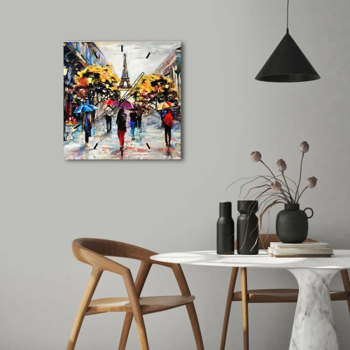 Ceas de perete - Ceas pe sticlă - Deosebit de frumos în toamnă - 30x30 cm