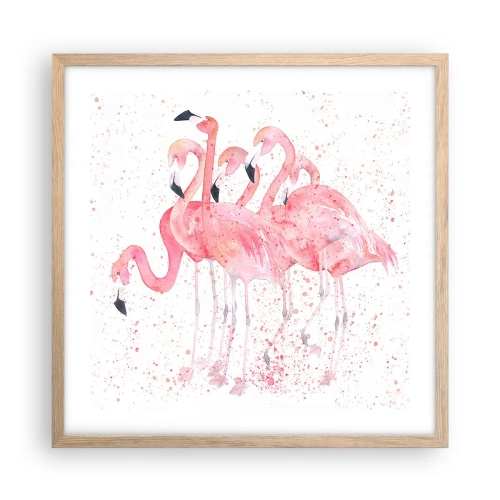 Poster în ramă de stejar deschis - Ansamblul roz - 50x50 cm