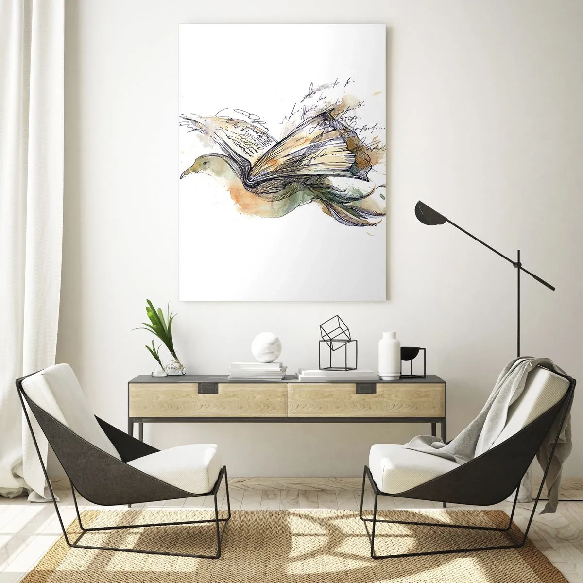 Tablou pe sticlă - Pe aripile poeziei - 80x120 cm