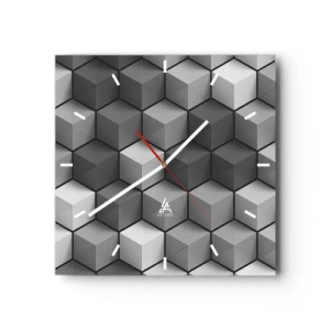 Ceas de perete - Ceas pe sticlă - Puzzle cubist - 40x40 cm
