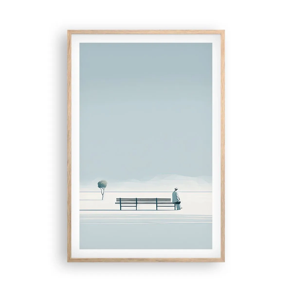 Poster în ramă de stejar deschis - Da, aștept. - 61x91 cm