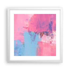 Poster în ramă albă - Roz, albastru și un strop de lumină - 40x40 cm