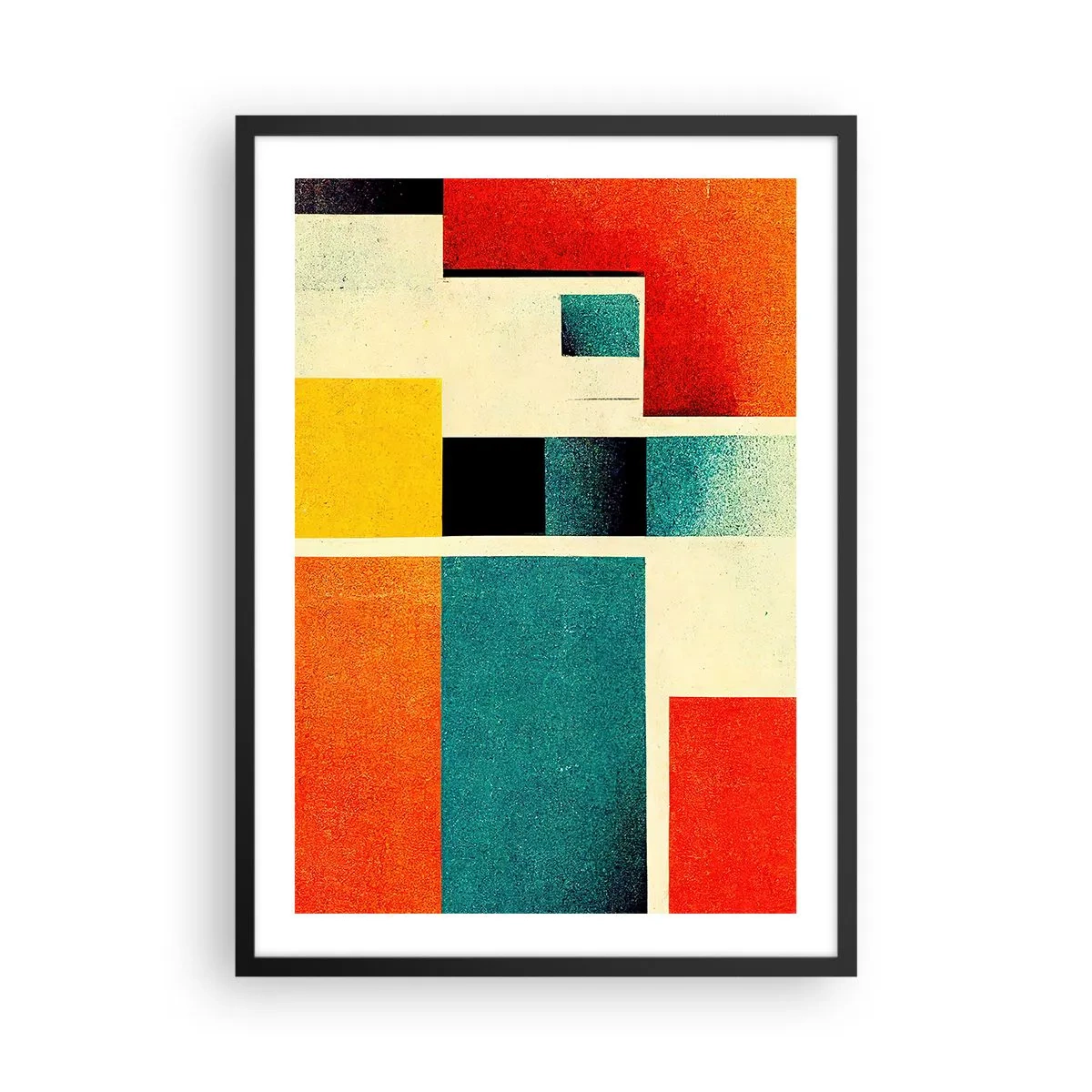 Poster în ramă neagră - Abstracție geometrică în stil modernist - 50x70cm - Abstracție geometrică - energie bună - Decorațiune modernă pentru perete pentru living și dormitor ARTTOR