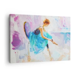 Tablou pe pânză Canvas - O balerină se pregătește să danseze în nuanțe pastelate. - 70x50cm - Grație inefabilă, farmec subtil - Decorațiune modernă pentru perete pentru living și dormitor ARTTOR