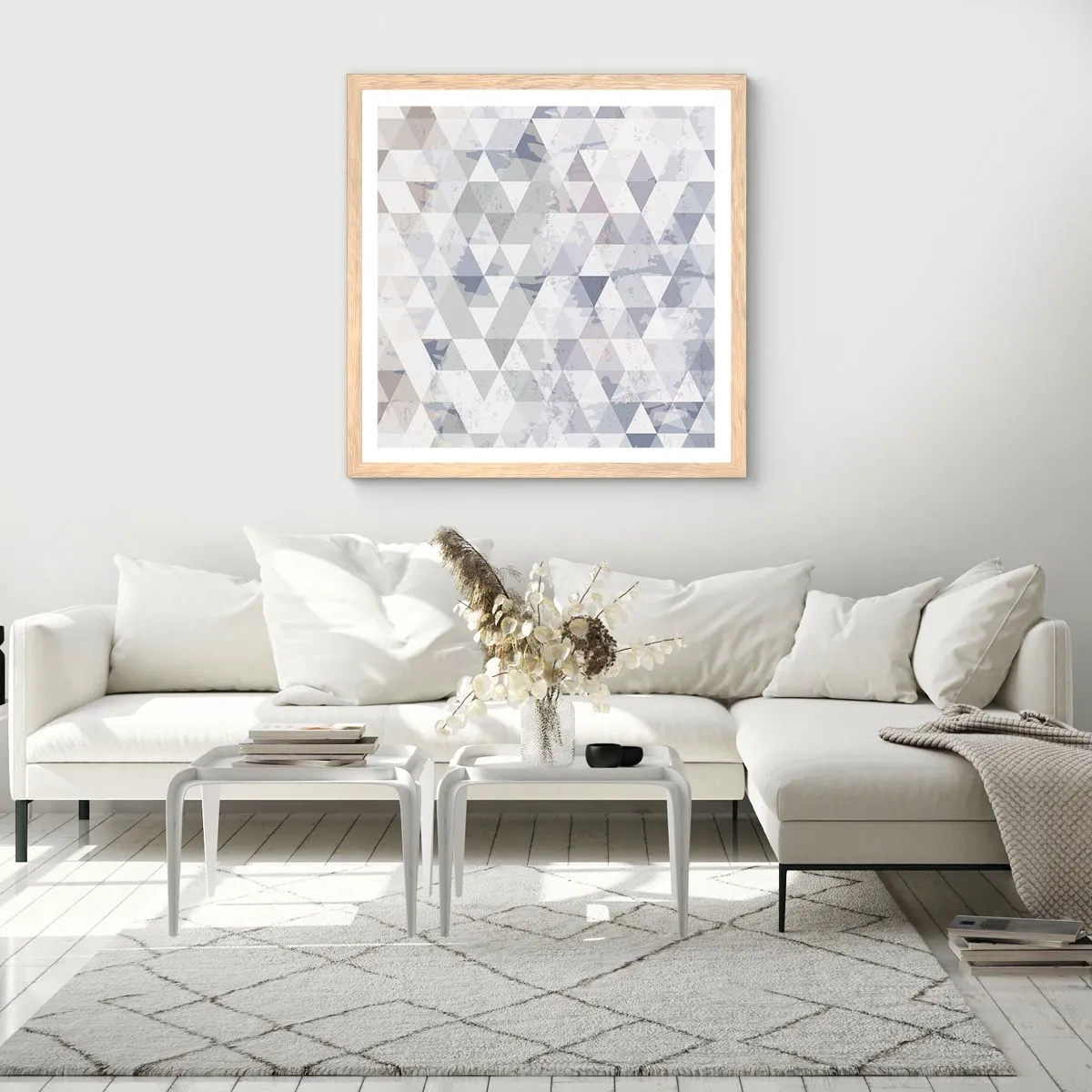 Poster în ramă de stejar deschis - În ritm de trei - 30x30 cm
