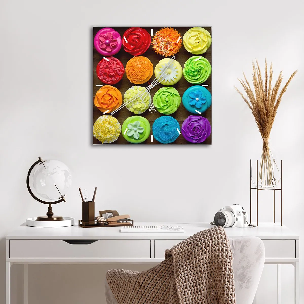 Ceas de perete - Ceas pe sticlă - Fiecare diferită - toate delicioase - 40x40 cm