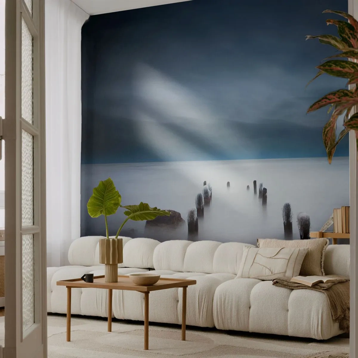Tapet Premium Canvas - Un lac în ceața calmă - Peisaj, Mare, Lac - 450x315 cm