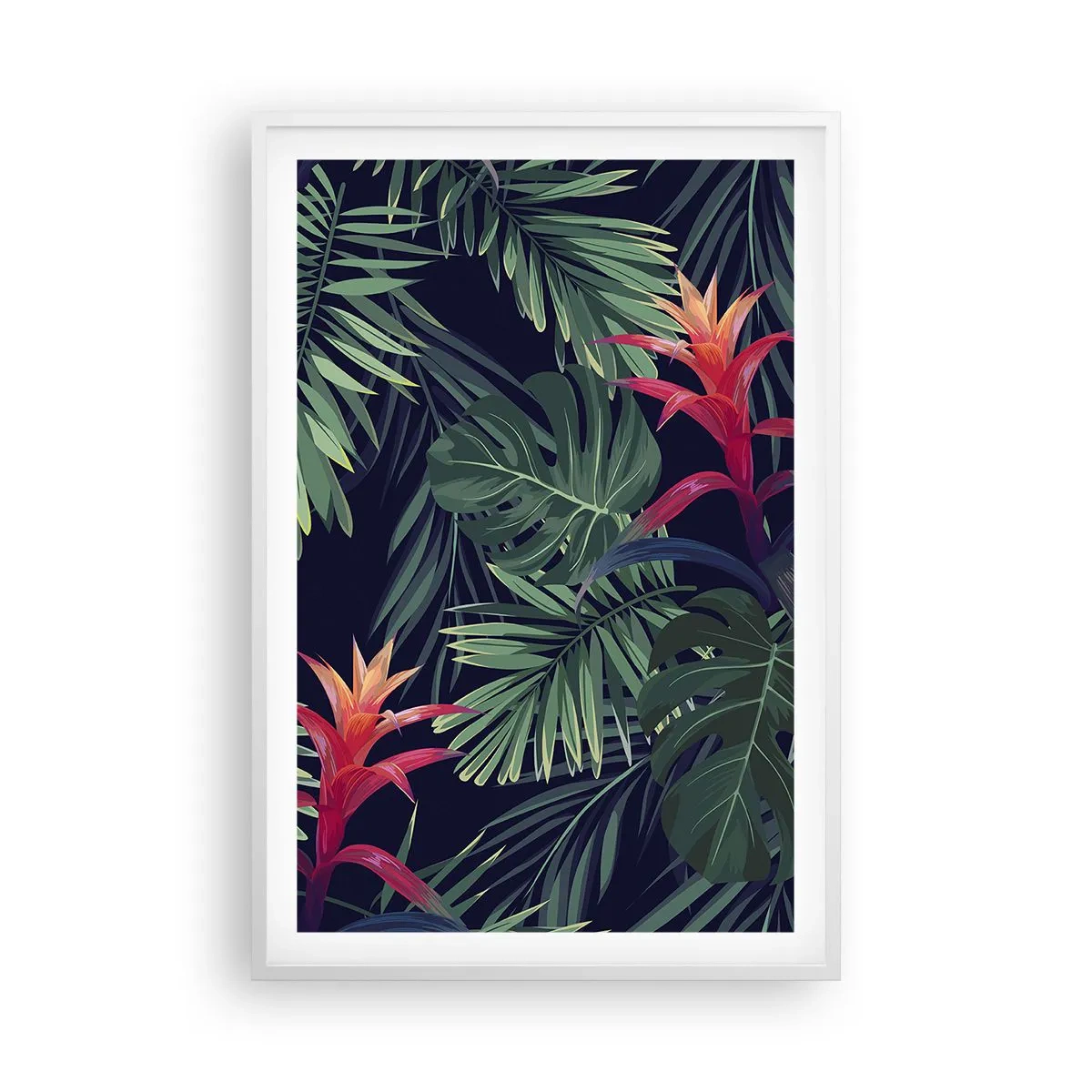 Poster în ramă albă - Flacăra verde - 61x91 cm