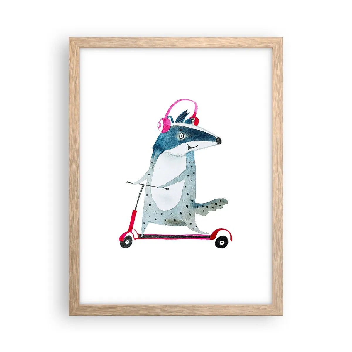 Poster în ramă de stejar deschis - Bucurie de bursuc - 30x40 cm