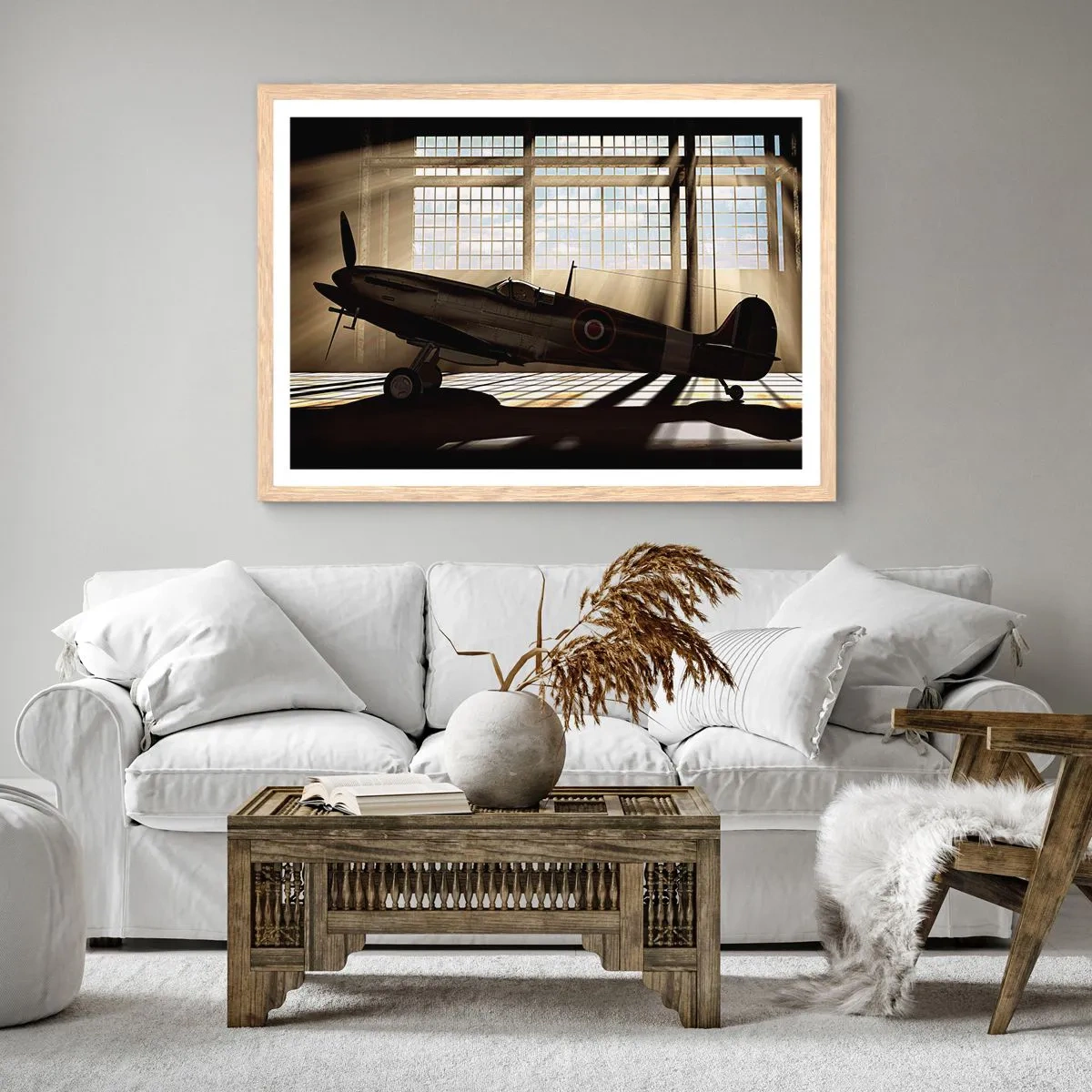 Poster în ramă de stejar deschis - Odihna războinicului - 40x30 cm