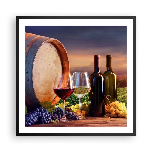 Poster în ramă neagră - Aici viața are un gust - 60x60 cm