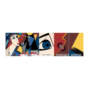 Mostră de Tapet Standard Eco - Discuția cubiștilor - oameni, Cubism, Portret - 100x30 cm