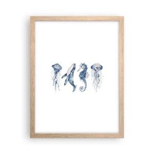 Poster în ramă de stejar deschis - Fauna marină sălbatică - 30x40 cm