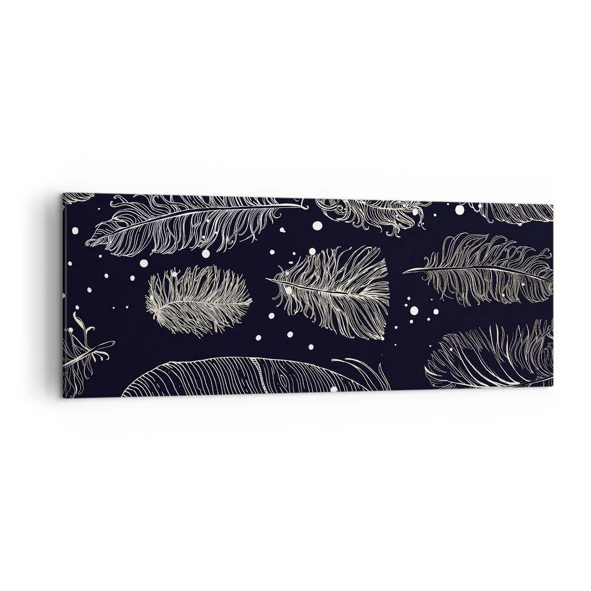 Tablou pe pânză - Dantelă cu pene - 140x50 cm