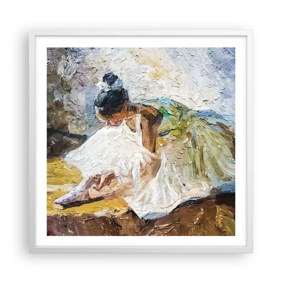 Poster în ramă albă - Dintr-un tablou de Degas - 60x60 cm