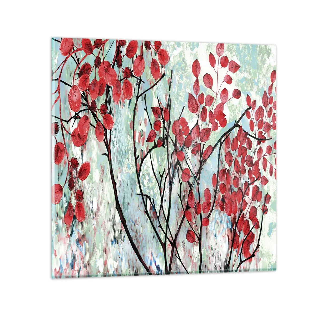Tablou pe sticlă - Arbore în stacojiu - 70x70 cm