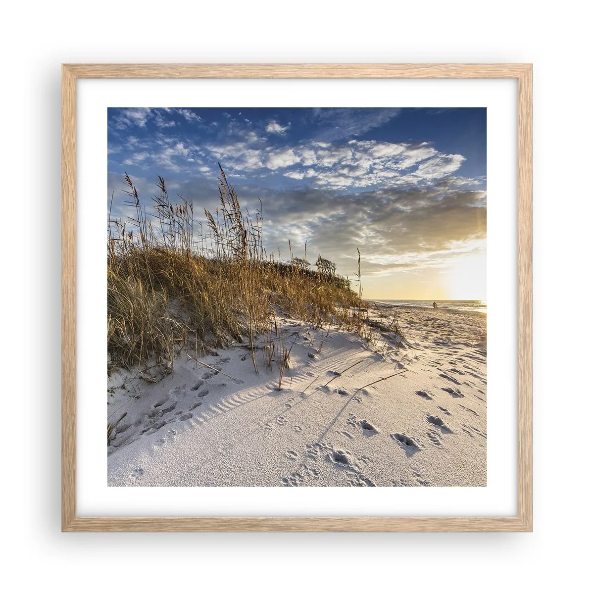 Poster în ramă de stejar deschis - Invitație la o plimbare - 50x50 cm