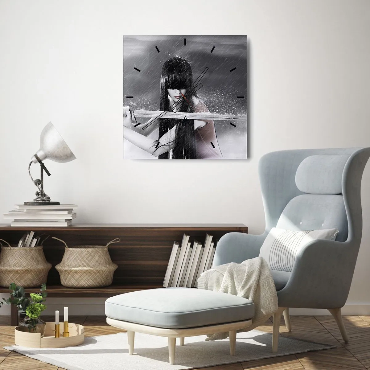 Ceas de perete - Ceas pe sticlă - Frumoasă și periculoasă - 40x40 cm