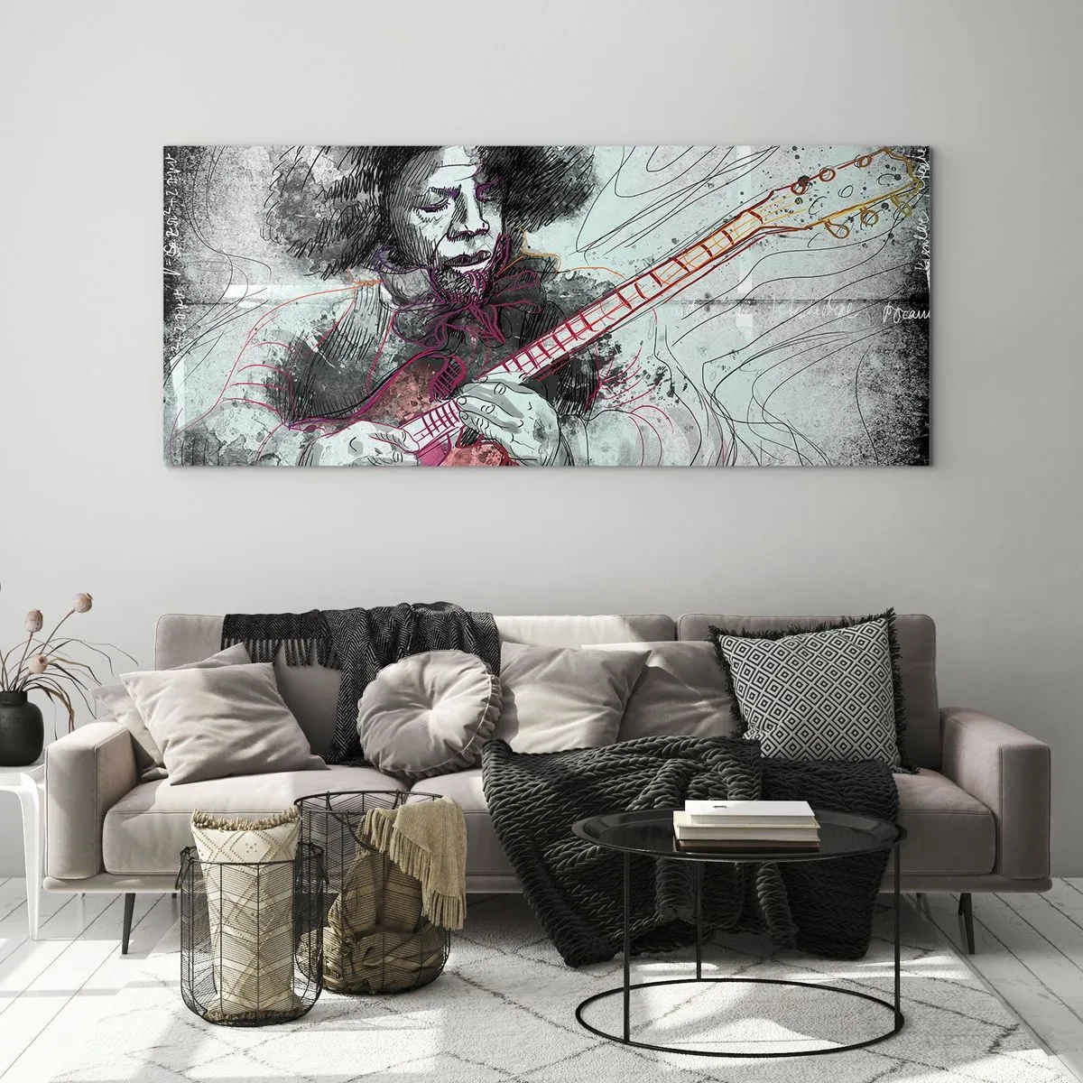 Tablou pe sticlă - Pe valurile muzicii - 90x30 cm