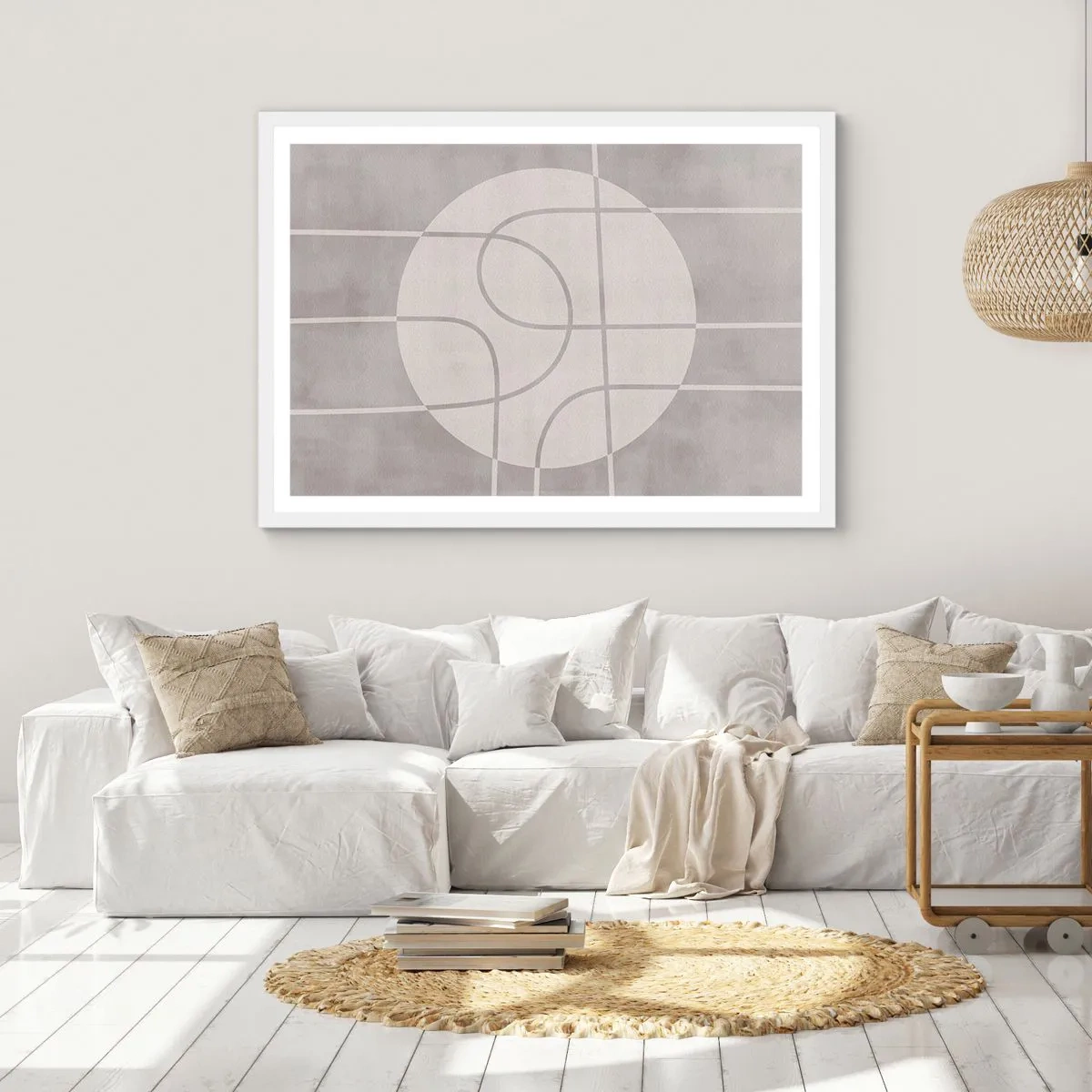 Poster în ramă albă - Circular și drept înainte - 100x70 cm