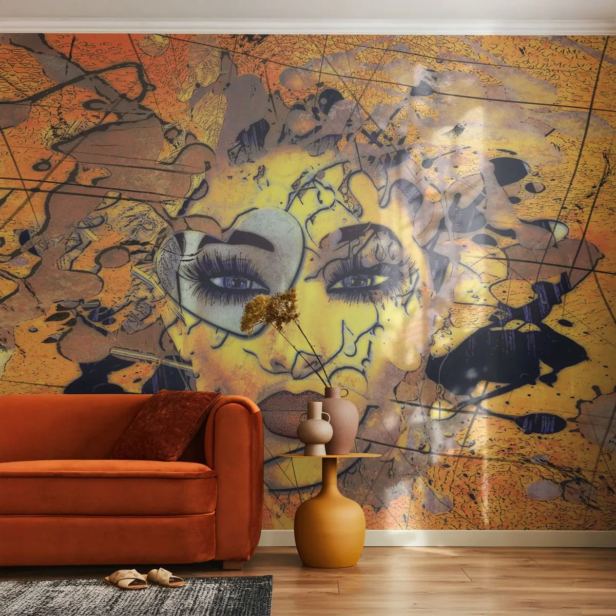 Tapet Autoadeziv Deluxe Sticker - Frumusețe însorită - Abstracția, Chipul de femeie, Ochi - 250x175 cm