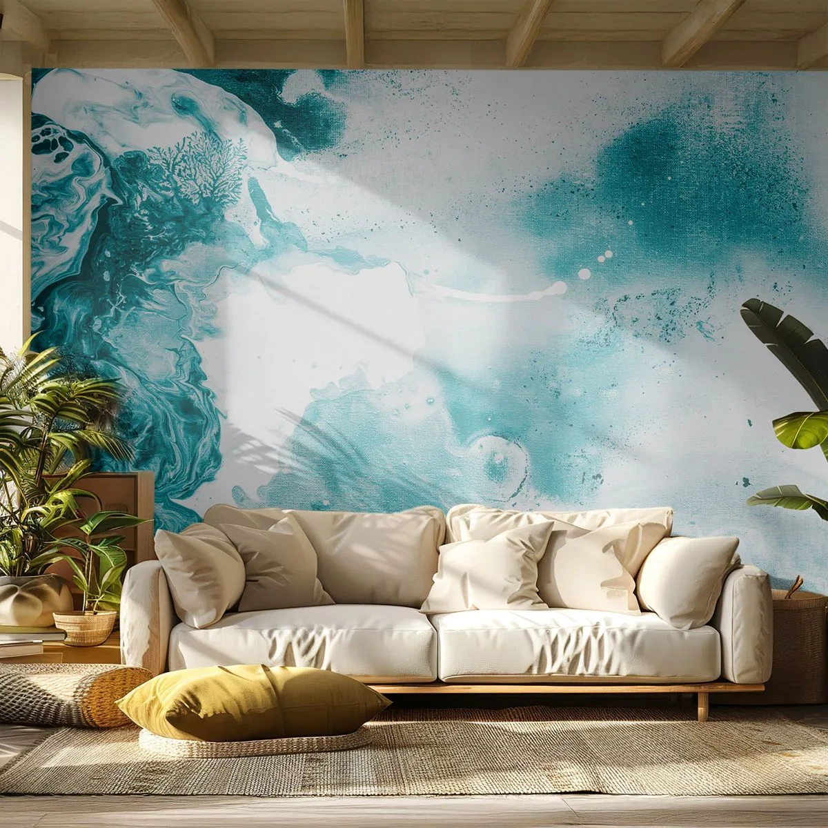 Tapet Standard Eco - Câmpii inundabile de albastru - Abstracția, Bucată, Artă Modernă. - 300x210 cm