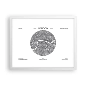 Poster în ramă albă - Anatomia Londrei - 50x40 cm