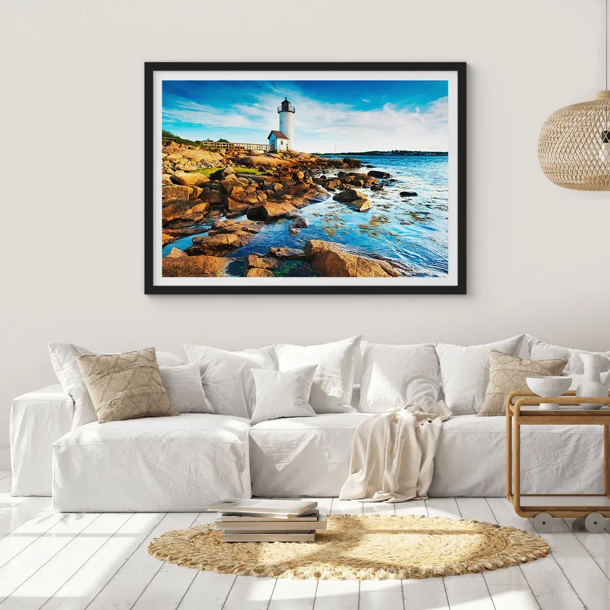 Poster în ramă neagră - Întoarce-te acasă fericit, te aștept cu nerăbdare - 70x50 cm