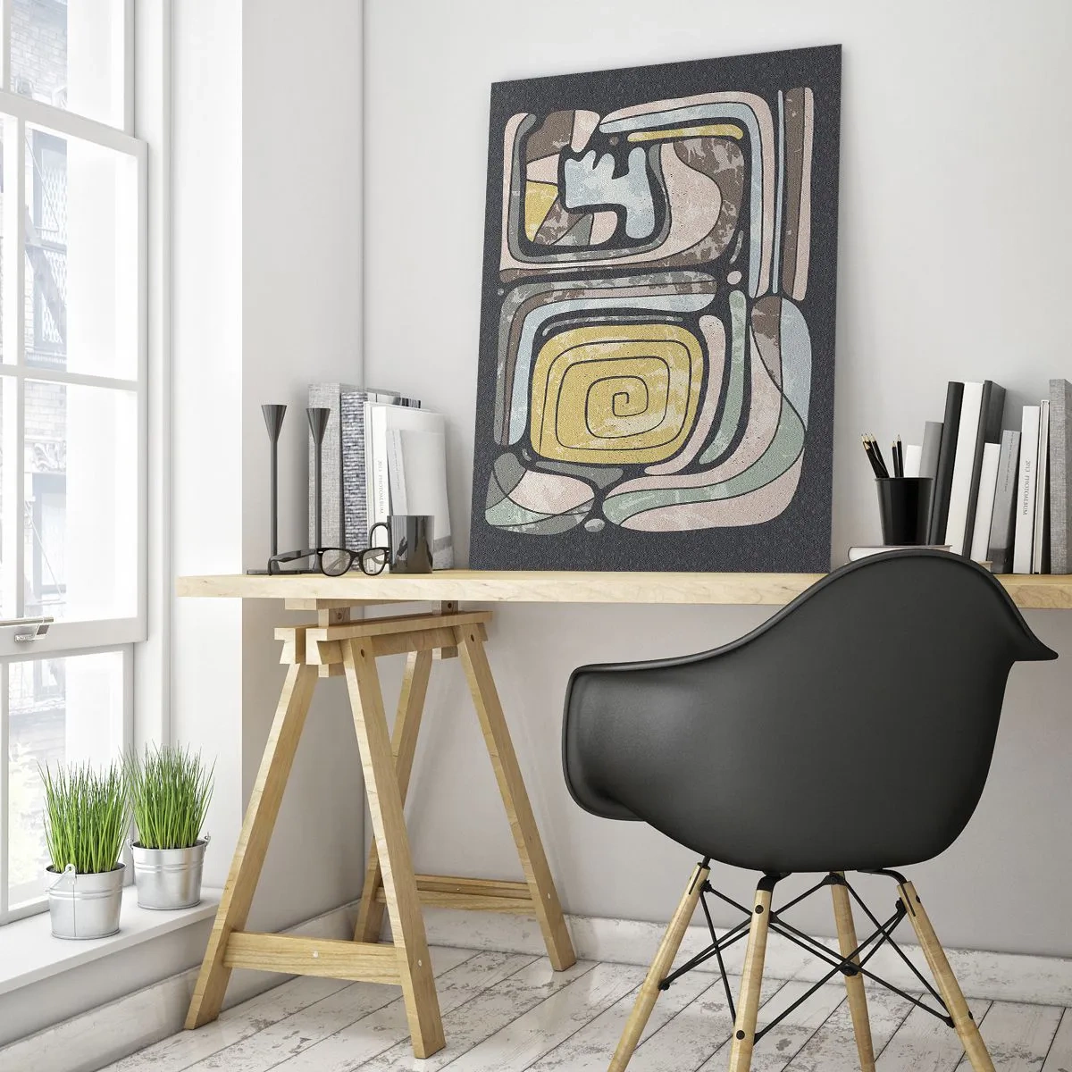 Tablou pe sticlă - Abstracție în spirit precolumbian - 50x70 cm