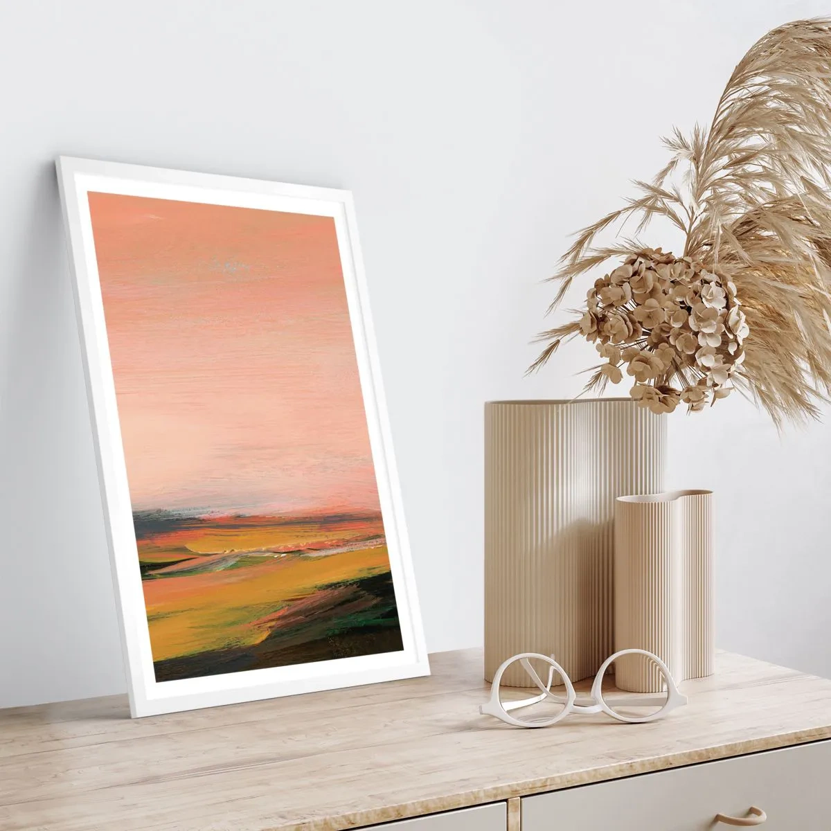 Poster în ramă albă - Tonalitatea de roz - 50x70 cm