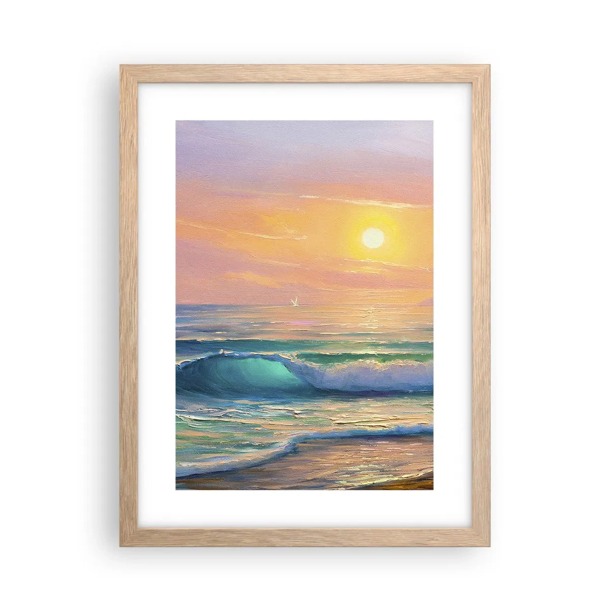Poster în ramă de stejar deschis - Cântecul turcoaz al valurilor - 30x40 cm