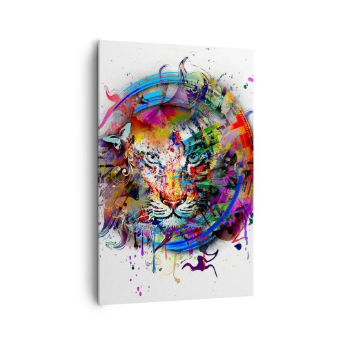 Tablou pe pânză - Ascunzându-se în spatele voalului curcubeu - 80x120 cm