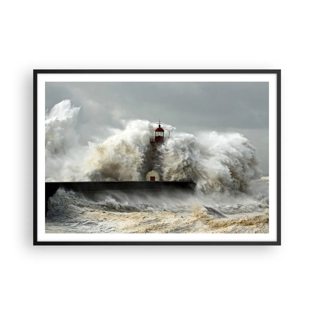 Poster în ramă neagră - Mânia oceanului - 100x70 cm