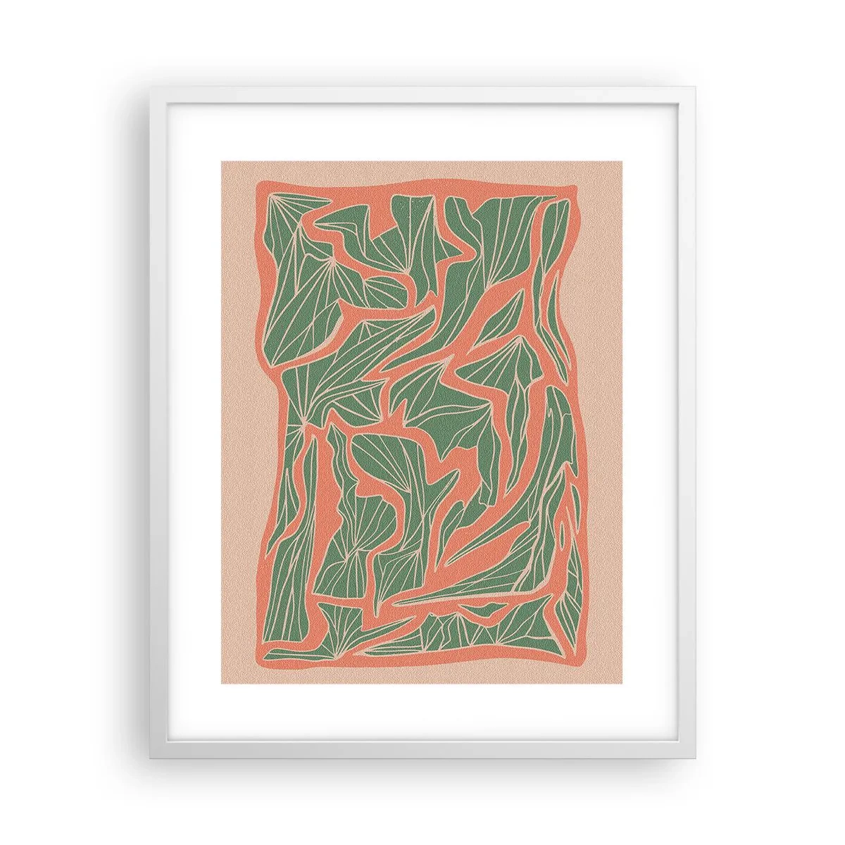 Poster în ramă albă - Lupta dintre coral și verde - 40x50 cm