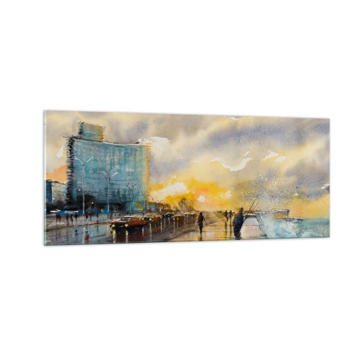 Tablou pe sticlă - Viața pe țărm - 100x40 cm