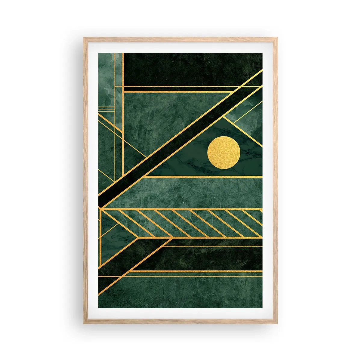 Poster în ramă de stejar deschis - Dinamica aurului și a azurului - 61x91 cm