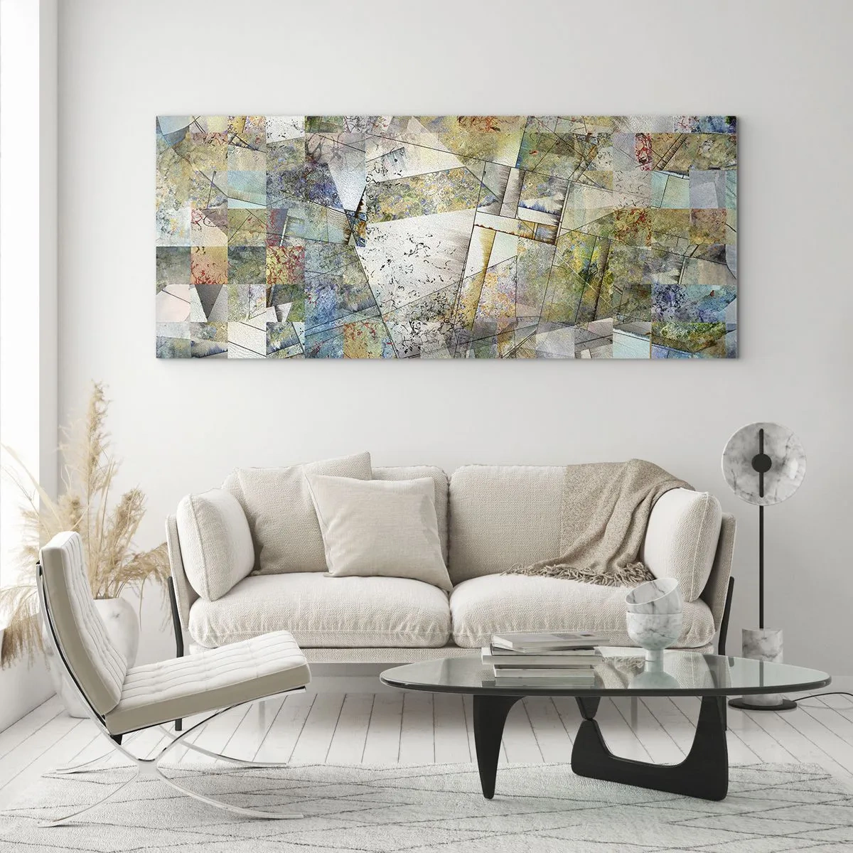 Tablou pe sticlă - Remaniere geometrică - 100x40 cm