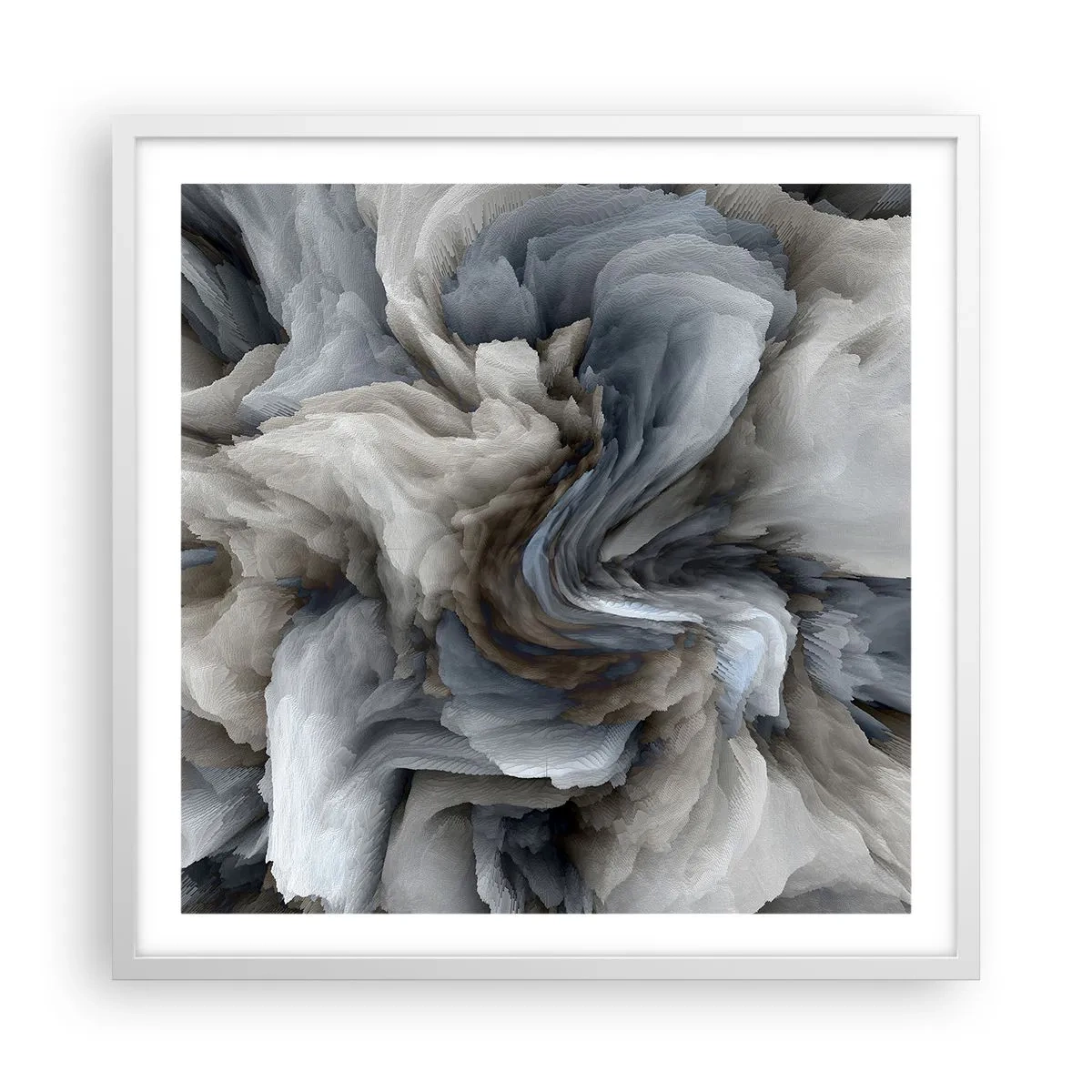 Poster în ramă albă - Piatră și floare - 60x60 cm